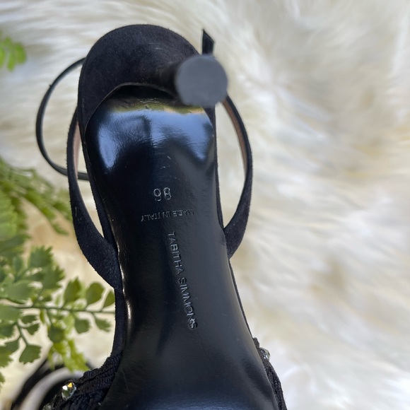 TABITHA SIMMONS Woven Sen Floret Lace Evening heel Black Jewel Pumps 36 - Picture 10 of 15